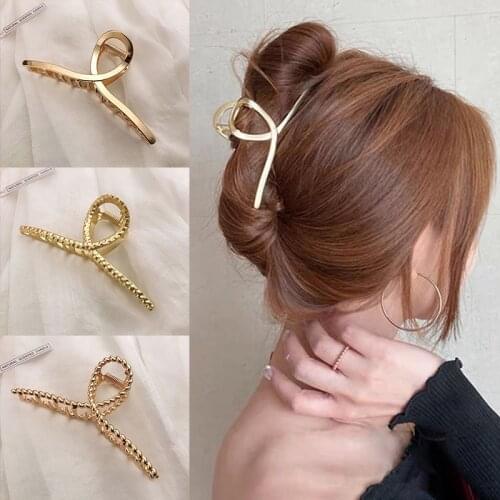 Simple Hairpins Gold Woman Metal Hair Claws Girls Ornaments Crab Ladies Hairgrip Chic Barrettes Headwear Hair Accessories