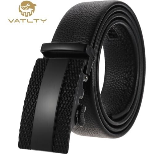 VATLTY Official authentic 2020 fashion mens leather belt with hard metal buckle natural cowhide business belt for men suit belt
