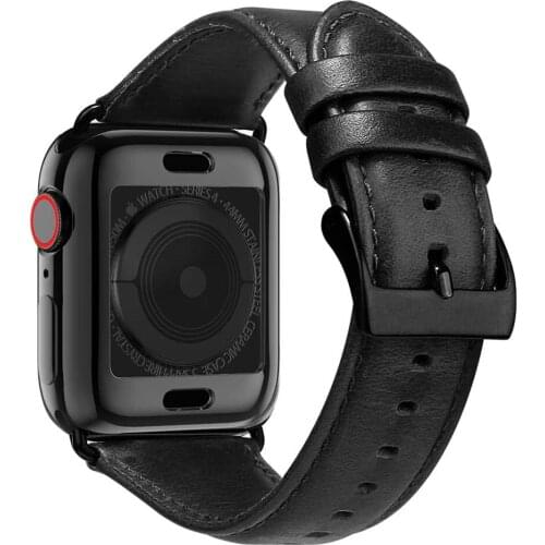 Genuine Leather Bands for Apple Watch Band 44mm 42mm 40mm 38mm with Case Replacement Leather Strap for iWatch Series 5 4 3 2 1