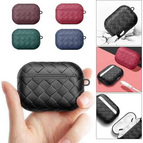 Luxury Woven Pattern Protective Case Cover For AirPods 3 Pro Bluetooth Soft TPU Charging Box Protective Cover For AirPods Pro