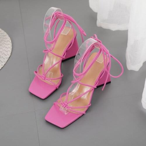 High Heels Sandals Women 2021 Luxury Brand Sexy Cross Strap ZAR Fashion 8 CM Square Toe Woman Shoes On Heels Sandals Black Plus