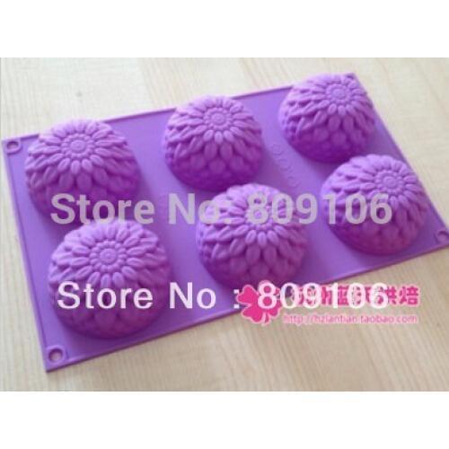 Silicone 6 hole Chrysanthemum Shape Cake Mould chocolate mold Kitchen Tools
