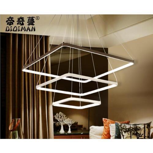 Modern minimalist led chandelier Creative art personality dining room lamp acrylic living room bedroom lamp square lamp