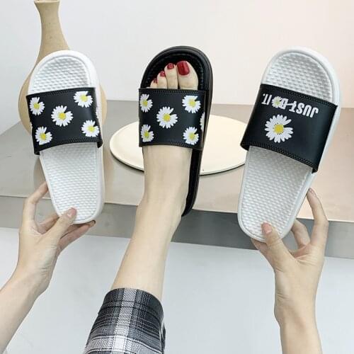 Korean-Style Daisy Slippers Womens Platform Slip-Resistant All-match Womens Slippers Home Slippers Womens Slippers Indoor