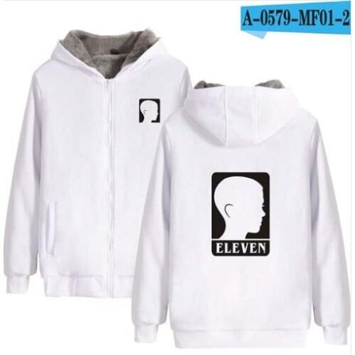 Cute Double Zipper soft warm Hoodies Men Women Stranger Things Villus Thicker zip up Sweatshirt Stranger Things hoody outwear