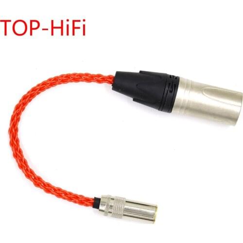 TOP-HiFi 4.4mm Female to 4pin XLR Balanced Male Audio Adapter Cable UP-OCC Single Crystal Copper Silver Plated Connector Orange