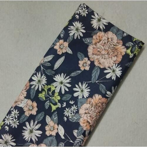 Amazing Big Navy Blue Blue Blooming Rose Flowers Print 100% Cotton Fabric Floral Cotton Fabric DIY Sewing Baby Cloth Bedding