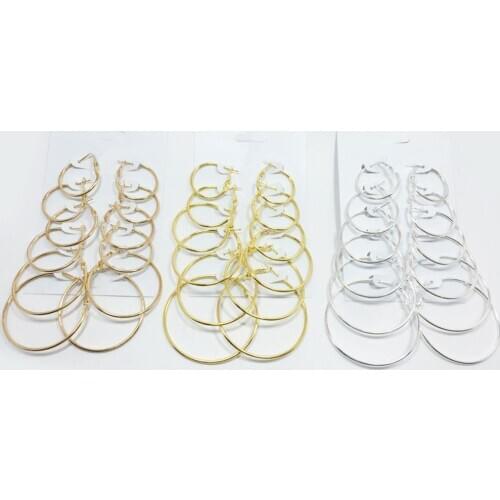 6 Pairs Fashion Circle Hoop Dangle Earrings Women Celebrity Eardrop Jewelry Gift