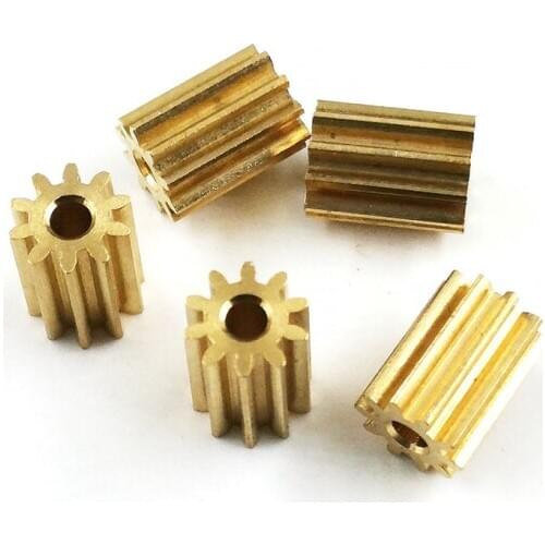 102A 0.5M Copper Pinion Teeth Width 8mm 10T Diameter 6mm Toy Drone Motor Gear for 2mm Shaft 5PCS/LOT