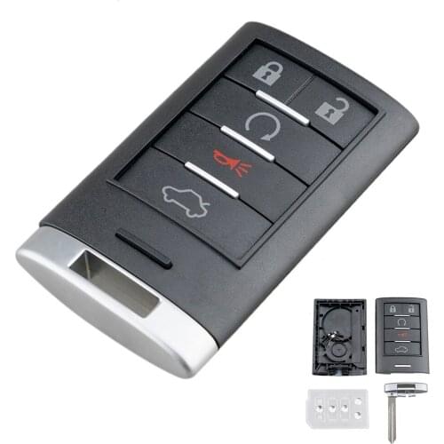 1 Pc 5 Buttons Replacement Car Remote Black Key Shell Car Key Case with Small Key Fit for Cadillac ATS / SRX / STS / CTS / DTS