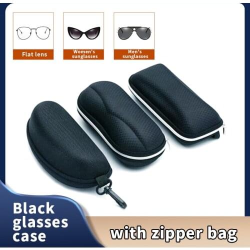 Protable Sunglasses Protector Travel Pack Pouch Glasses Case 1pcs Black Zipper Box Hard Eyewear Accessories Simple Style