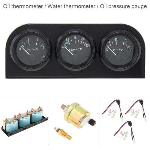 2 Inch 52mm Water Temp Gauge 52 mm Vehicle Car Water Temperature Oil Temp Oil Pressure Meter Triple Gauge Kit with Sensor