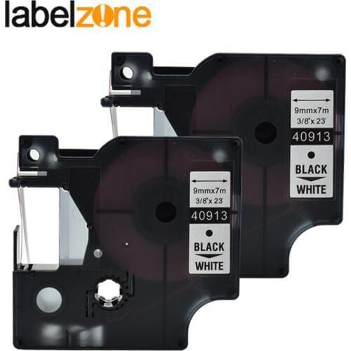 2Pcs D1 40913 label tapes compatible dymo label printer 9mm*7m black on white ribbon cassette for DYMO label machine
