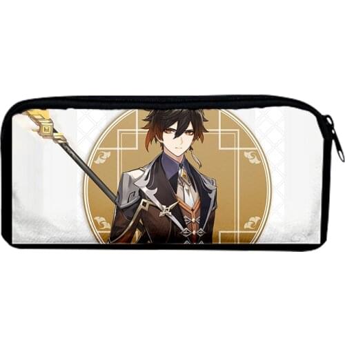 2021 3D Genshin Impact ZhongLi Boy Girl Pencil Box Child stationery Storage Bag Pencil bag Simple Student Pen bag