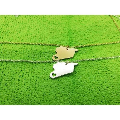 30PCS Asian Country Map Syria Necklace Charm Syrians Pride I Heart Love Capital of Syria Damascus City Necklaces Souvenir Gifts