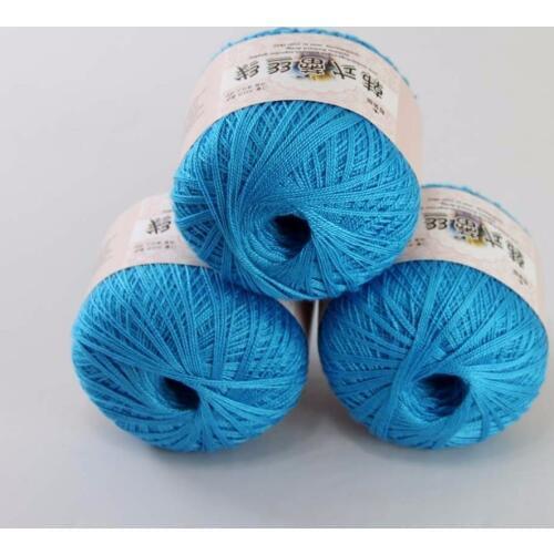 3ballsx50g New Soft Hand Cotton Lace Wool Yarn Crochet Shawl Scarf Knitting Royal Blue 16116-3