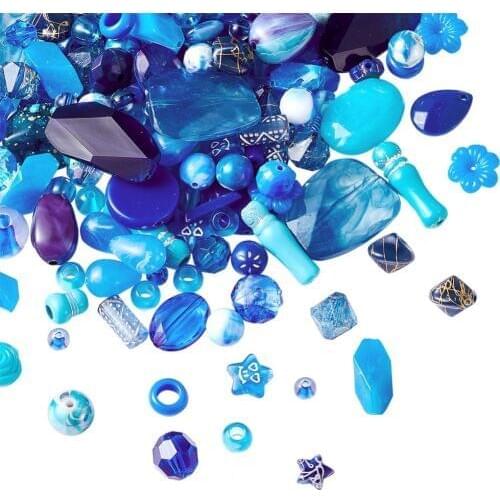 500g Mixed Acrylic Beads for Jewelry Making DIY Accessories Findings Wholesale Supplies, 5.5~28x6~20x3~11mm, Hole: 1~5mm