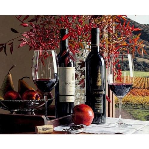 5D Diy Diamond Mosaic Diamond Kit Embroidery Full Square Red Wine Diamond Art Painting Cross Stitch Pictures Rhinestone Diamond