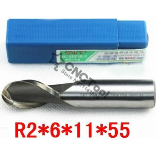 Free shipping 2PCS R2.0 high speed steel ball end milling cutter, straight shank white steel cutter, R alloy milling cutter