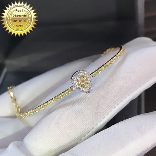 18K Bracelet 0.6ct natural yellow diamond and white diamond Bracelet
