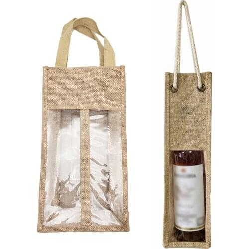 Red Wine Bottle Holder Covers Burlap Wine Bags Gift Champagne Pouch Packaging Bag Wedding Party Decoration Wine Wrapping Bags