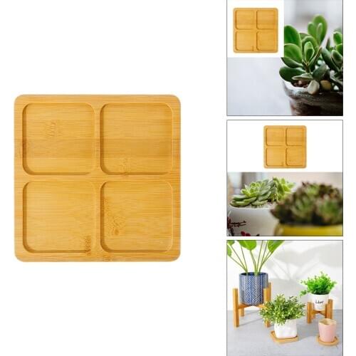 Wooden Bamboo Pot Tray Succulent Saucer for Home Office Garden Decor