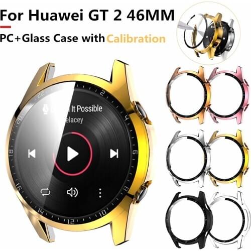 For Huawei Watch GT 2 46MM PC+Glass with Calibration Ring Case Full Protective Durable Cover Scratch Proof Bumper for gt2 46mm