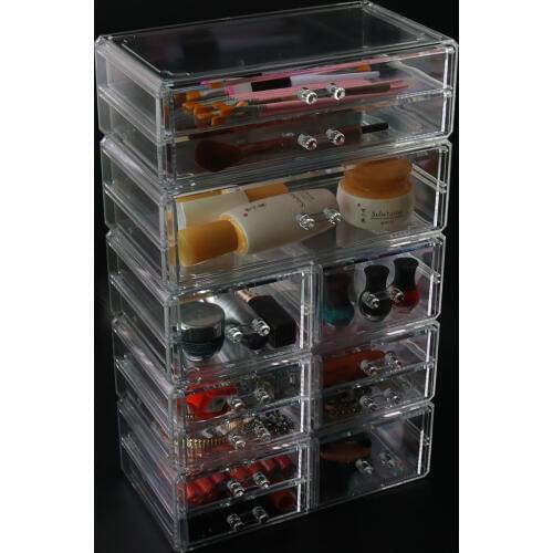 Home 4 Drawer Big Clear Lipstick Storage Box Acrylic Transparent Acrylic Makeup Cosmetic Makeup Organizer Jewelry Organizer