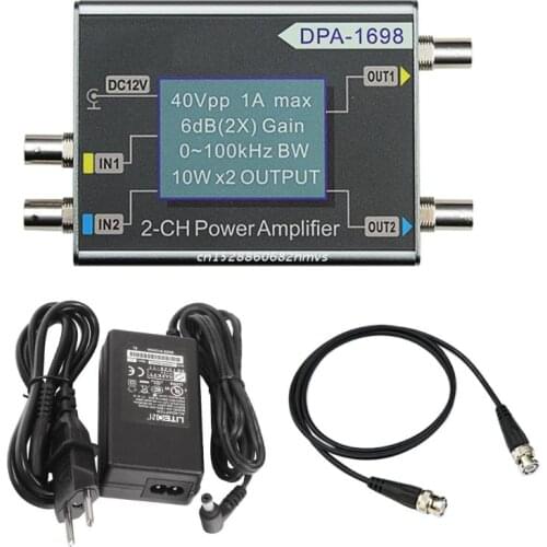 Dual Channel DDS Function Signal Generator High Power Amplifier DC Power Amplifier 40V 0-100KHz DPA-1698 EU Plug Dropship