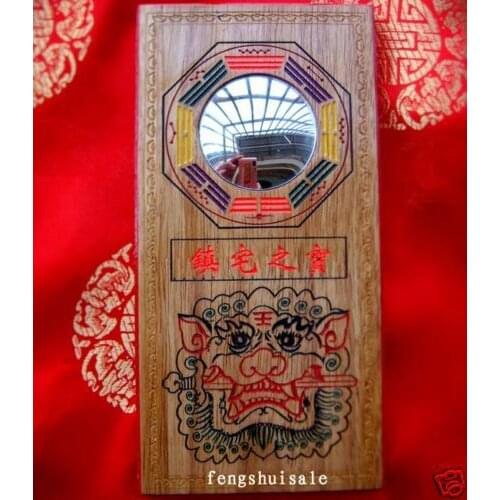 Feng Shui Peach Wood Convex Bagua Mirror for Protection G7009