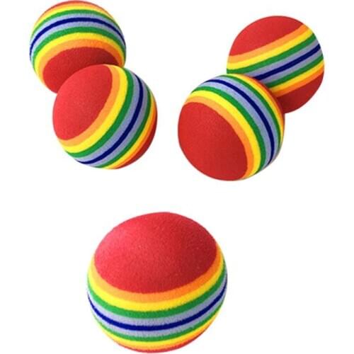 Interactive Cat Toys Ball Pet Supplies Play Chewing Rattle Scratch EVA Training Attract Entertain 3.5cm Rainbow Cat Toy Ball