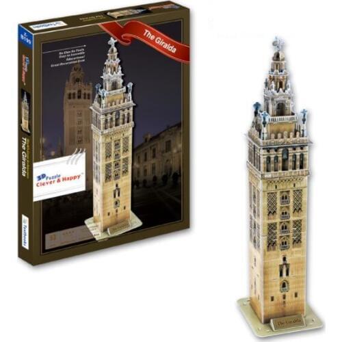Spain The Giralda Seville Bell Tower Education 3D Paper DIY Jigsaw 3443 Puzzle Model Educational Toy Kits Children Boy Gift Toy