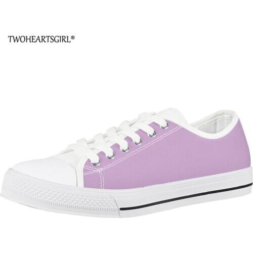 Twoheartsgirl Solid Color Girls Casual Low Top Canvas Shoes Spring/Autumn Lace Up Sneakers Lightweight Flats Vulcanized Shoes