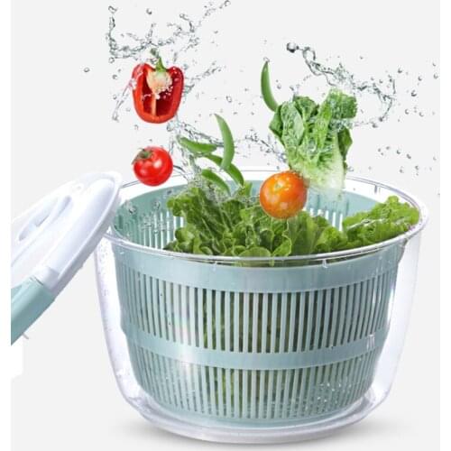 Kitchen Salad Spinner-Manual Lettuce Spinner With Secure Lid Lock & Rotary Handle - Easy To Use Salad Spinners With Bowl