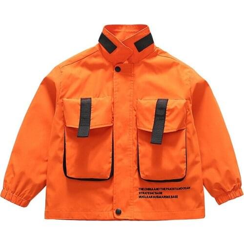 Kids Boys letters printed high collar jacket new spring / autumn big virgin tunic 4-12 years old