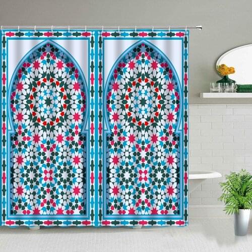Morocco Bohemian Mandala Blue Shower Curtain National Style Doors Bathroom Curtains Waterproof Fabric Bathtub Decor With Hooks