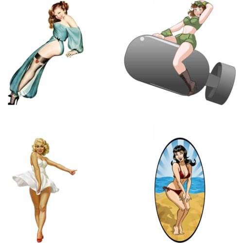 Cute Pin Up Girl Fashion Car Stickers Repair Decal Waterproof DIY Custom Printing Vinyl Material Decor
