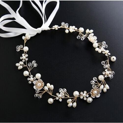 Fashion Women Crystal Pearls Flower Wedding Bride Bridal Party Headband Hairpin Clip Barrettes Hair Styling Tools Accessories