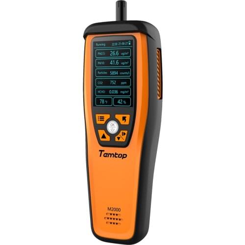 Temtop M2000 Air Quality Monitor for PM2.5 PM10 Particles CO2 HCHO Temperature Humidity Settable Audio Alarm Recording