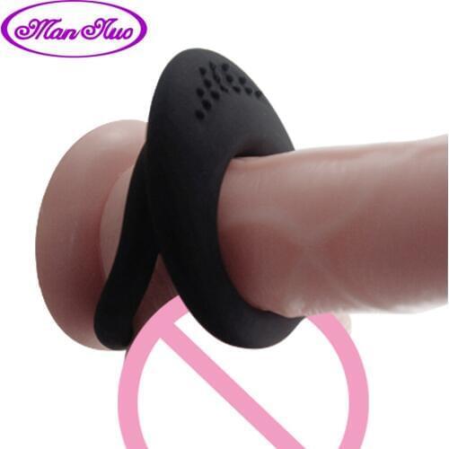 Man nuo Silicone Penis Rings Sex Toys For Men Delay Ejaculation Elastic Adult Products Double Cock Rings Male Scrotal Binding