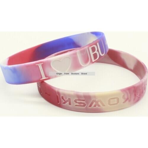 Rainbow Style Custom Adult Women Men Fashion Logo Debossed Cheap Wristbands Logo Caved Promotion Gift Hand Bracelet