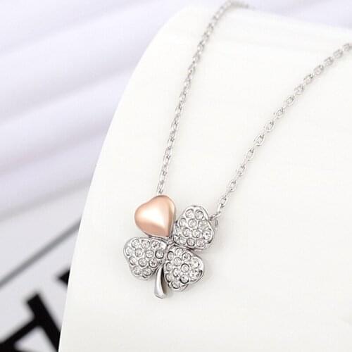 New Austrian Crystal BETTER Lucky Grass Clover Pendant Necklace Female High Version Clavicle Chain