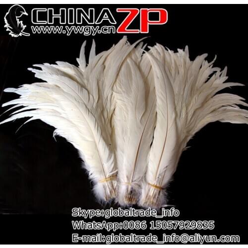 Wholesale in CHINAZP Factory 500pcs/lot 35~40cm(14~16inch) Length Top Quality Dyed Beige Rooster Tail Feathers