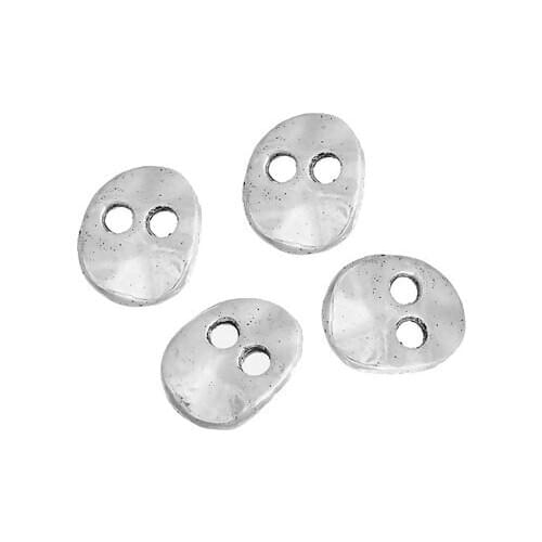 5PCs 2 Holes Zinc Based Alloy Metal Buttons For Stitching Findings Oval Antique Silver Color Oval Style Clothing Accessories