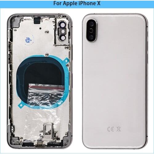 10PCS For Apple iPhone X Glass Battery Back Cover Rear Door Metal Middle Frame Chassis Housing Case + Sim Tray Side Key Replace