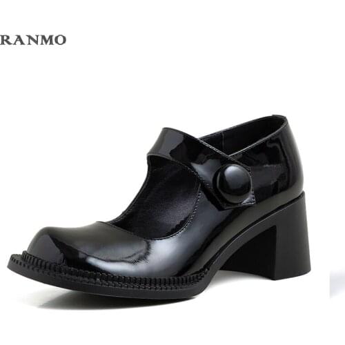 2021 New Round Toe Mary Jane Shoes Womens Shoes High Heels Fashion Classic Black Patent Leather Commuter Shoes Shoes for Women