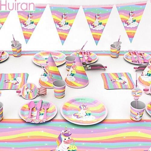 HUIRAN Unicorn Party Decorations Unicorn Birthday Party Supplies Unicornio Party Balloon Set Girl Deco Baby Shower Decorations