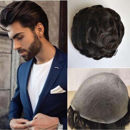 Opular Human Hair Men Toupee Durable Hairpieces For Men Hair Toupee European Remy Hair Men Wig Freeshipping