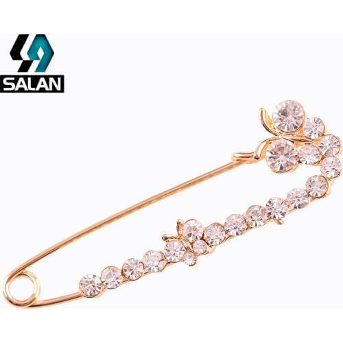Japanese and Korean fashion high-grade brooch diamond double butterfly brooch large needle sweater needle shawl buckle scarf acc