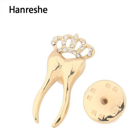 2020 Tooth Pins Brooches Crystals Dentist Trendy Jewelry Medical Doctors/Nurse/Medical Student Brooch Bilogy Pin Women Gift